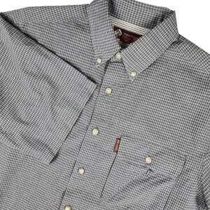 DRI DUCK Compass Check SS Button Up Shirt Men Size M Gray Plaid Fishing